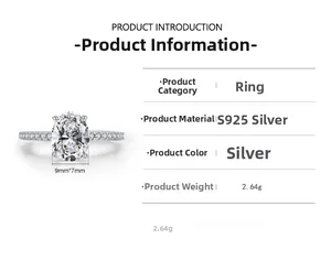 Macro view of S925 sterling silver ring with 9x7mm oval diamond simulant stone