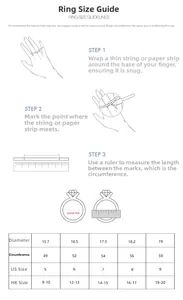 Ring size guide for S925 sterling silver bands with US and HK diameter measurements