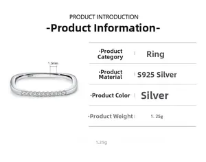 Macro detail of S925 silver square ring with micro-pave 1.3mm cubic zirconia stones