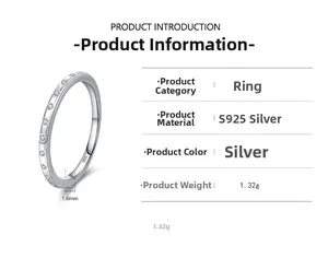 Dettagli dell'anello in argento S925 con peso 1,32g e larghezza 1,6mm in vista macro