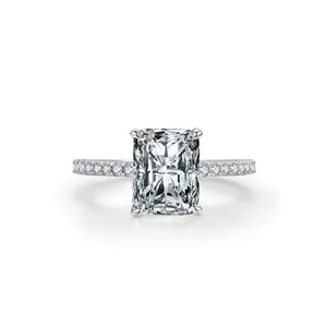 925 Sterlingsilber Radiantschliff Zirkonia Ring Eleganter Rechteckiger Eingelegter Funkelnder Verlobungsring Für Damen Trendiger Fingerschmuck