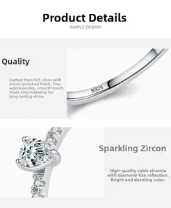 Dettaglio del marchio S925 in argento sterling e incastonatura di zirconi a goccia