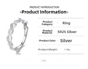 Detailed view of infinity knot silver ring with S925 hallmark and 1.6mm band thickness
