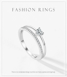 Detailed macro view of S925 sterling silver ring featuring a heart-shaped zircon stone