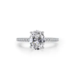 925 Sterling Silver Oval Cut Zirconia Engagement Ring For Women Luxury Fashion Proposal Wedding Finger Ring Jewelry Gift