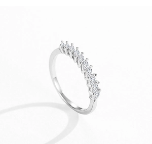 Close-up of S925 silver eternity ring with marquise cut sparkling cubic zirconia
