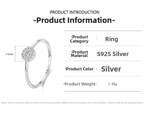 Détail bague argent S925 montrant le disque micro-pavé de 5,6mm et le poinçon S925