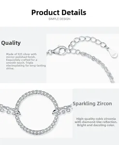 Macro view of S925 sterling silver bracelet detailing cubic zirconia inlay and clasp