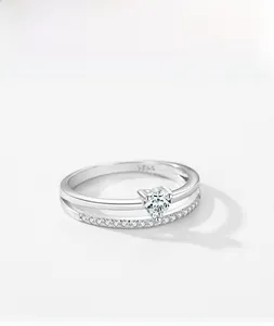 Macro shot of S925 sterling silver ring showing heart zircon and S925 engraved logo