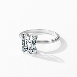 Sparkling S925 silver ring featuring a large rectangular cut simulated diamond stone