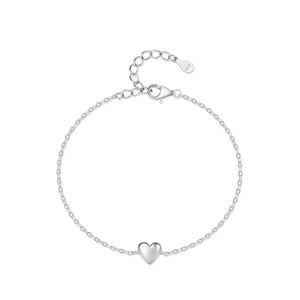 Bracelet Cœur en Argent Sterling 925 pour Femmes Minimaliste Réglable Doux Amour Pendentif Cœur Chaîne à Maillons Bijoux de Main