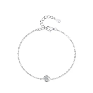 925 Sterling Silver Round Bracelet For Women Micro Inlaid Zirconia Minimalist Adjustable Chain Elegant Fashion Jewelry Gift