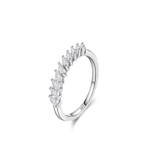 S925 Sterling Silver Marquise Zirconia Ring Minimalist Light Luxury Micro Inlaid Eternity Band Fashion Finger Ring For Women