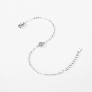 Exquisite S925 sterling silver round bracelet with pavé cubic zirconia for women