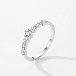 Elegant S925 sterling silver triple moon ring featuring a sparkling round zircon stone