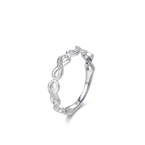925 Sterling Silver Infinity Symbol Ring For Women Light Luxury Micro-pave Zirconia Geometric Fashion Jewelry Finger Ring