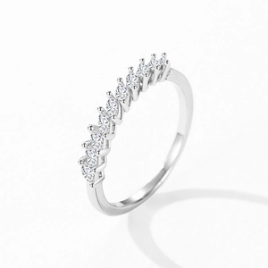 Elegant S925 sterling silver band ring featuring 11 marquise zircon in a row setting