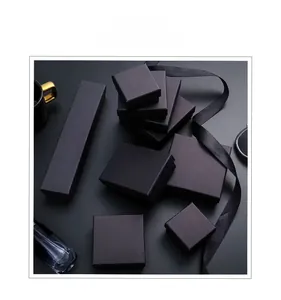 Luxury black matte jewelry gift box set for rings and necklaces with elegant ribbons