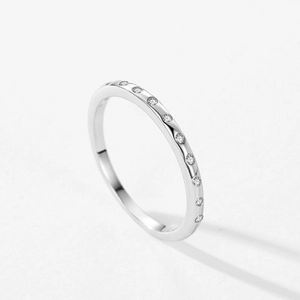Anello minimalista in argento sterling S925 con pavé di zirconi fini per donna