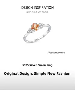 Detailed macro view of S925 sterling silver stamp and champagne zircon on the ring