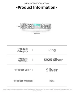 Detailed spec sheet for S925 silver emerald ring with 6.5x4.5mm stone and 3.3mm band