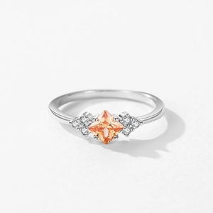 Elegant S925 sterling silver ring featuring a champagne princess cut cubic zirconia