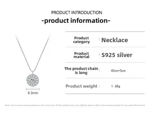 Vue macro du collier en argent S925 montrant les dimensions et le pendentif de 6,3mm