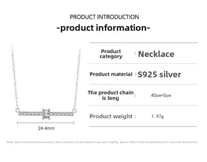 Detail view of S925 silver necklace with 24.4mm geometric pendant and dimensions table