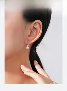 Détail des boucles d'oreilles en argent 925 avec pavé de zircons brillants pour femme