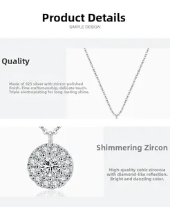 Gros plan du collier en argent S925 avec détails du pendentif en oxydes de zirconium