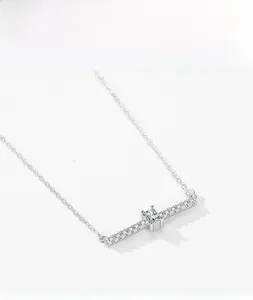 Detailed view of S925 silver geometric pendant with square zircon and micro-pave setting