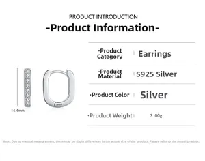 Spécifications détaillées de taille et de poids des créoles en argent S925 en U