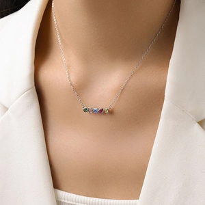 Elegant S925 silver necklace featuring five vibrant multi-colored geometric zircons