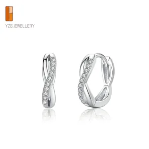 Boucles d'Oreilles Créoles Symbole de l'Infini en Argent Sterling 925 pour Femmes Micro Pavé Zirconia Bijoux de Mode Cadeau