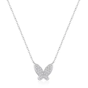 Elegant 925 Sterling Silver Butterfly Pendant Necklace For Women Exquisite Zirconia Pave Inlaid Adjustable Chain Jewelry