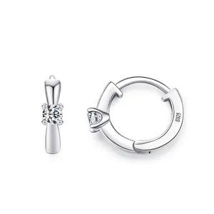 925 Sterling Silver Round Zirconia Hoop Earrings For Women Elegant Geometric Ear Buckle Fashion Jewelry Accessories Gift