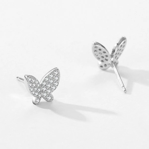 Boucles d'oreilles papillon en argent S925 avec zircons scintillants micro-incrustés