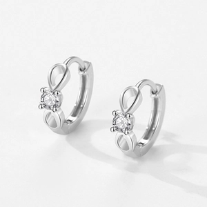S925 sterling silver infinity hoop earrings with cubic zirconia drop design for women