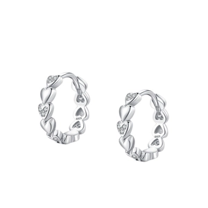 Boucles d'oreilles créoles en argent 925 en forme de cœur avec micro-pavé de zircon