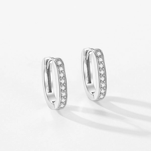 Boucles d'oreilles créoles en argent S925 en forme de U avec oxydes de zirconium pavés