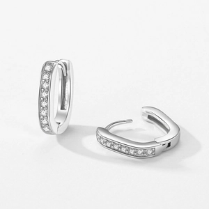 Élégantes créoles en argent sterling S925 en forme de U avec micro-pavage de zircons