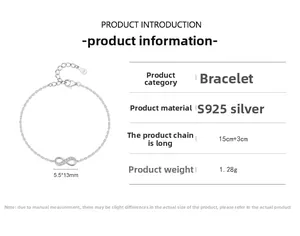 Detailed view of S925 sterling silver infinity bracelet with micro-pave zirconia stones