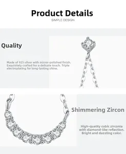 Detail view of S925 silver earring featuring cubic zirconia and high-polish finish