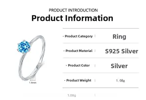 Detail of S925 silver ring featuring blue zircon, 1.4mm twisted band and hallmark