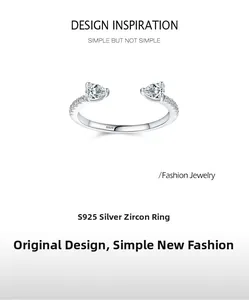 Makro-Detail von S925 Sterlingsilber Ring mit Zirkonia im Birnenschliff und Pavé-Fassung