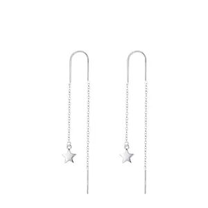 Orecchini a Filo a Stella in Argento Sterling 925 Minimalisti Orecchini a Catena Lunga con Nappina per Donna Gioielli alla Moda