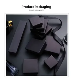 Matte black jewelry gift box set with silk ribbon for necklace and ring storage