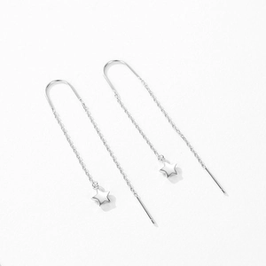 Orecchini a filo minimalisti in argento sterling S925 con nappa a stella e finitura lucida