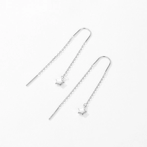 Orecchini pendenti in argento sterling S925 con nappa lunga e ciondoli a stella 3D