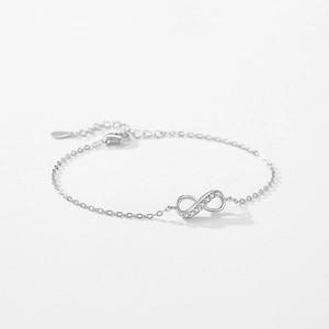 S925 sterling silver infinity bracelet for women with sparkling cubic zirconia pavé setting